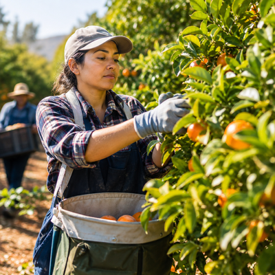 Seasonal employees working together in a bright California workplace during a busy staffing period.