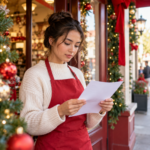 Retail employee reviewing a holiday work schedule